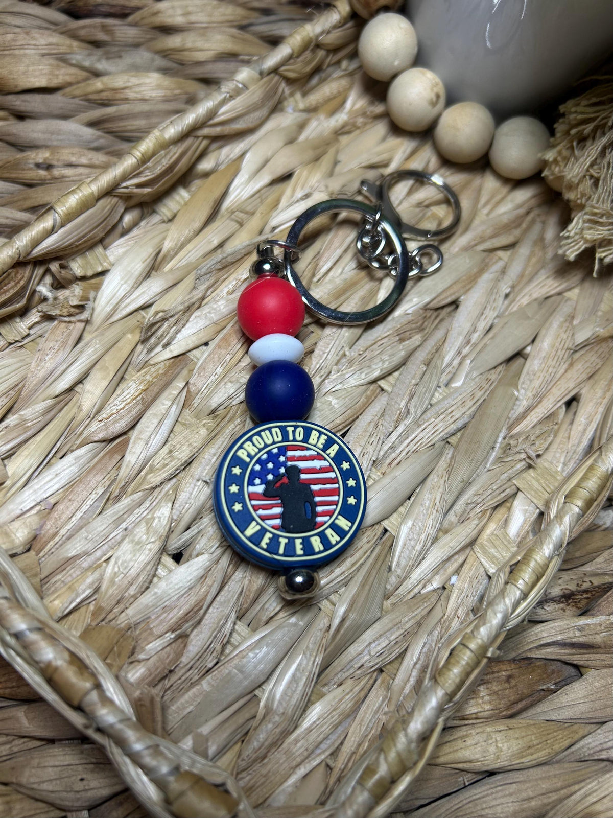 Veteran Beaded Keychain