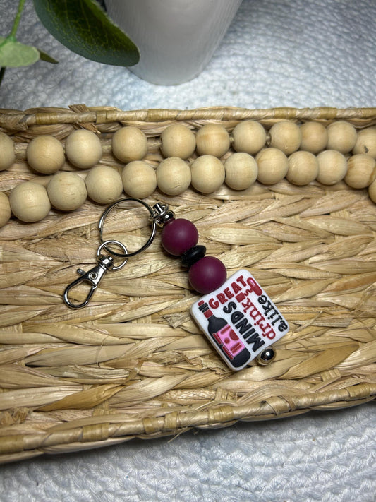 Wine Lover Keychain: Handmade Beaded Charm, Friend Gift