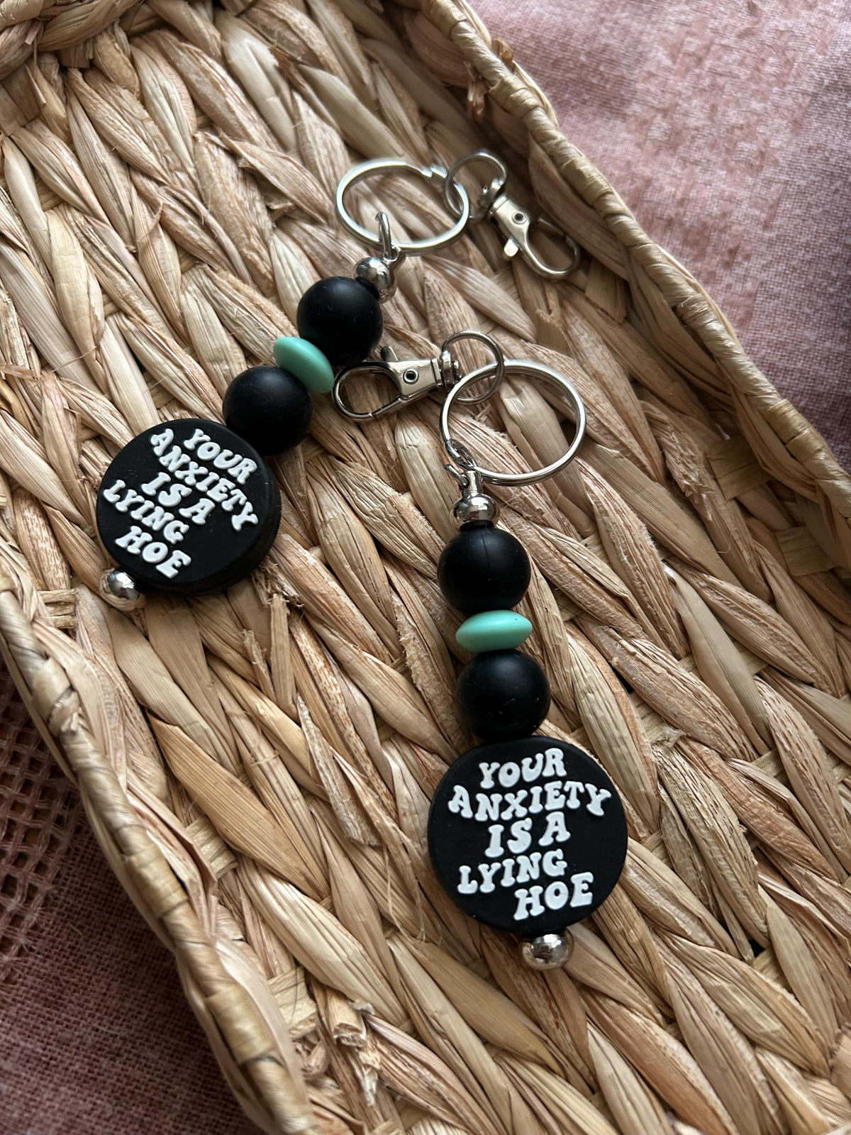 Anxiety Lying Hoe Keychain | Sarcastic Mental Health Humor Bag Charm