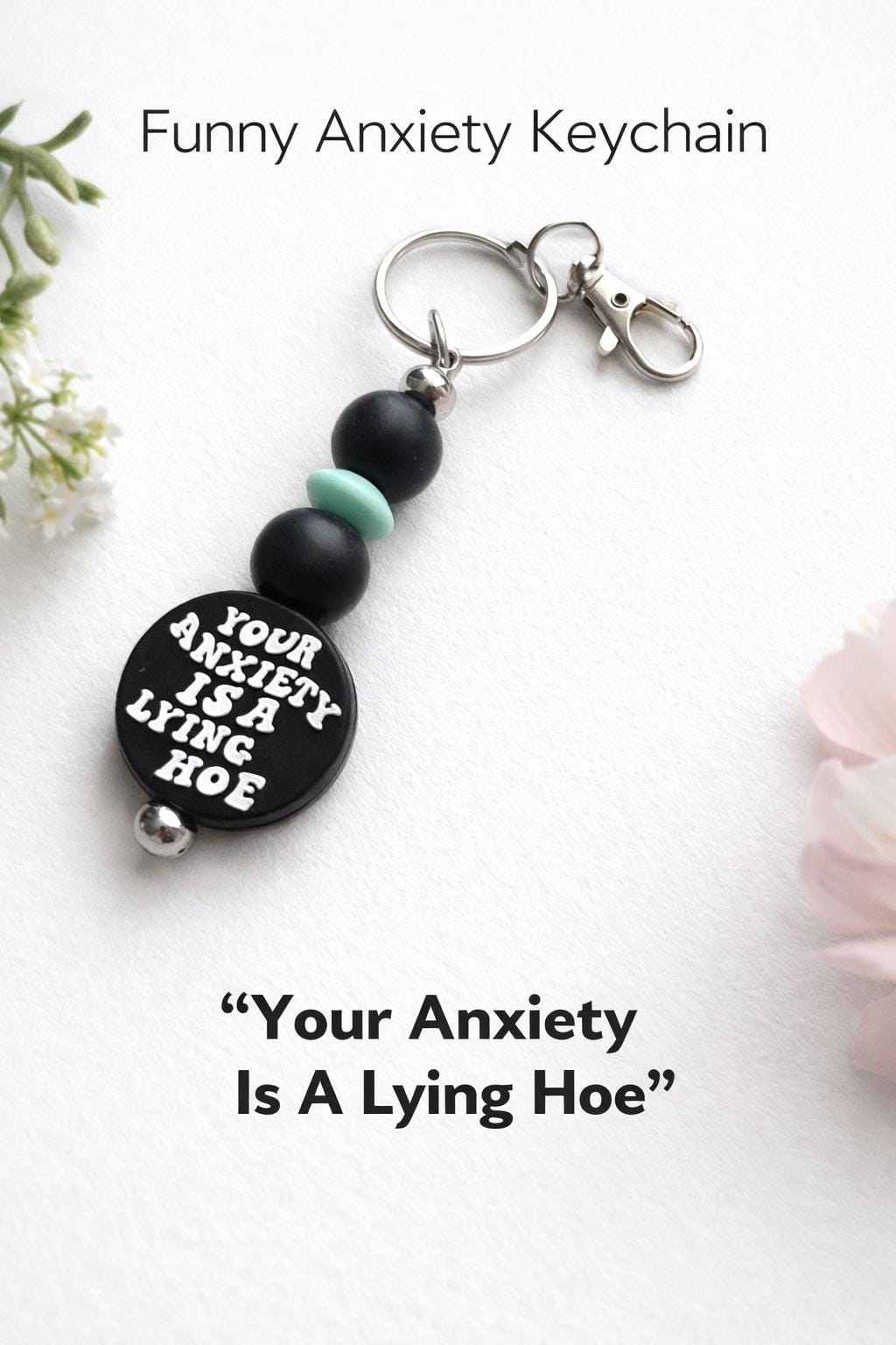 Anxiety Lying Hoe Keychain | Sarcastic Mental Health Humor Bag Charm